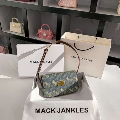 ZllKl  Hong Kong Mack Jankles Soft Leather Special-Interest Design Carriage Small Square Bag High Sense Square Bag Printing Underarm Bag