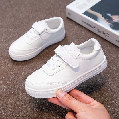 ZllKl  Children's White Shoes  Autumn New Korean Style Primary School Student Soft Bottom White Board Shoes Boys and Girls Sports Shoes