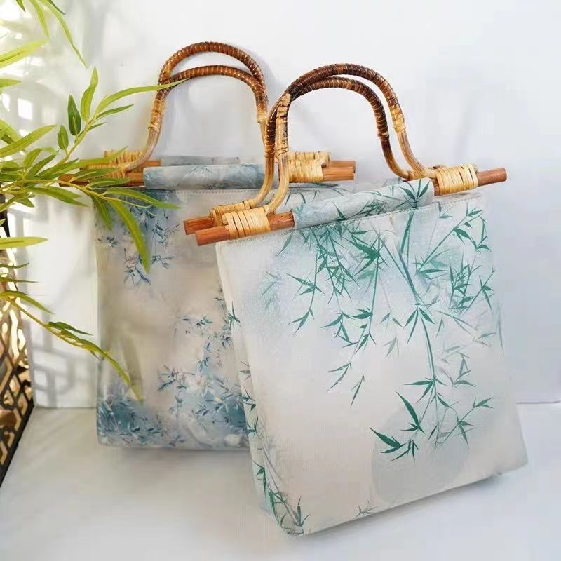 ZllKl  Wholesale Tianyuan Bamboo Joint New Chinese Handbag Suede Antique Style Printed Large Capacity Han Chinese Clothing Cheongsam Bag