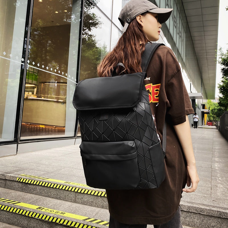 Backpack Men's  New Fashion Brand Geometric Rhombus Backpack Large Capacity Commuter Computer Bag Student Schoolbag