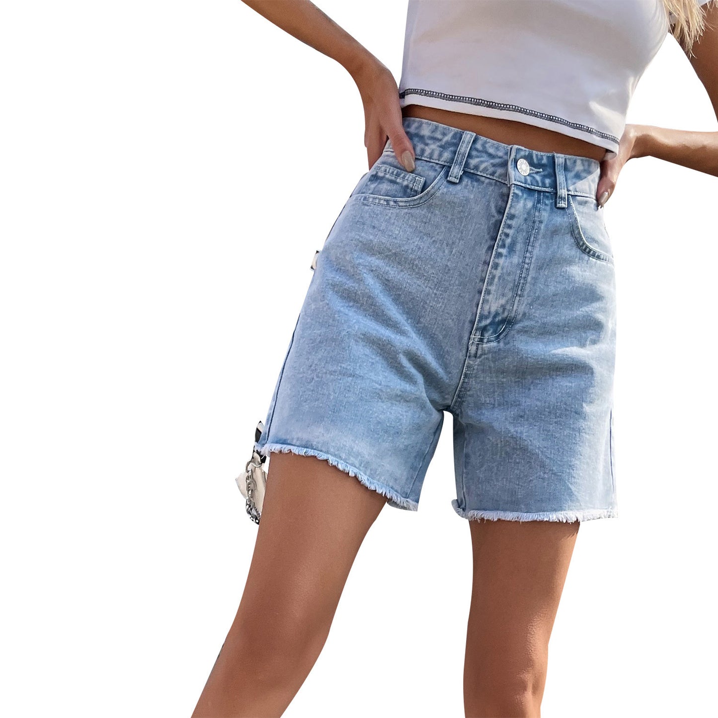 30760#  Trendy Loose Casual Women's Clothing New Denim Shorts Casual High Waist Loose-Fitting Slimming Pants