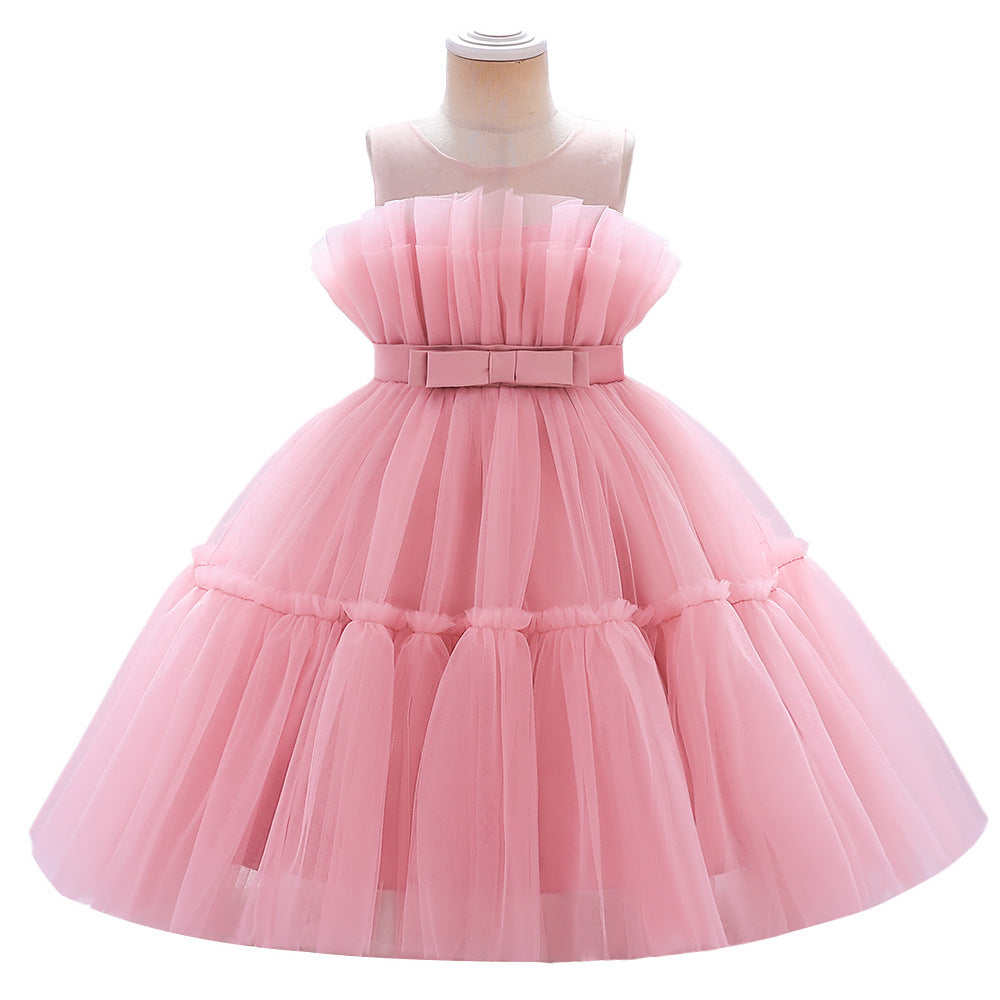 ZllKl  One Year Old Celebration Dress   Foreign Trade New Popular Girls Color Matching Pettiskirt Cake Dress Children's Dress