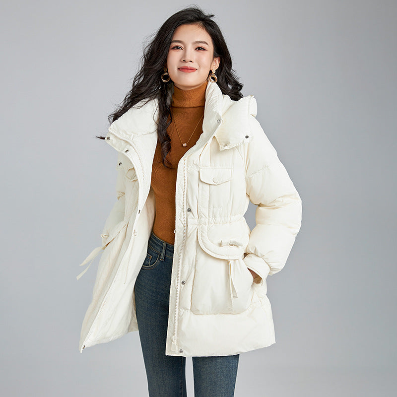 2324809-New national standard 90% white duck down super warm thickened versatile loose waist down jacket women's winter