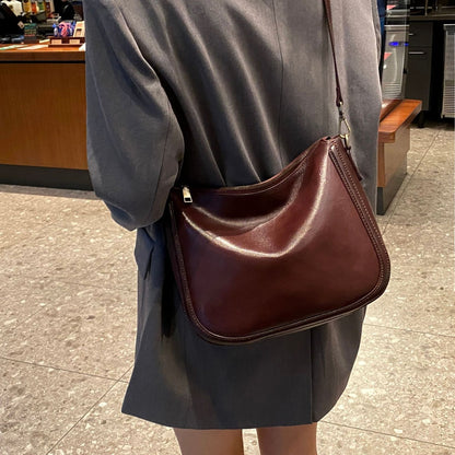 ZllKl  First Layer Cowhide New Crossbody Bag Women's All-Match Underarm Genuine Leather Bag Plant Leather Retro Bucket Bag Guangzhou Wholesale