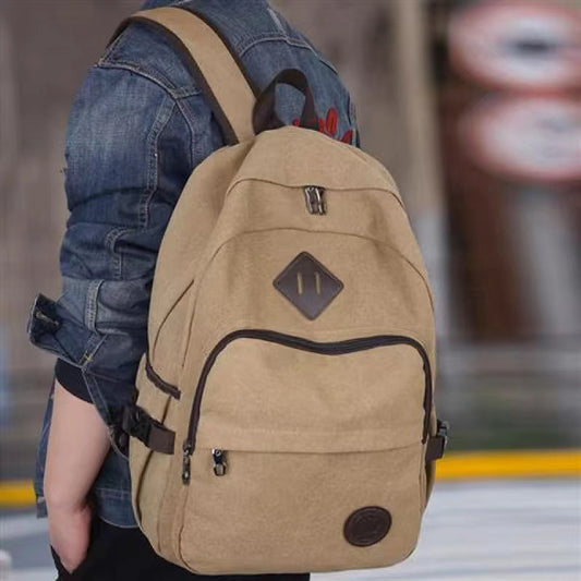 New Thickened Canvas Backpack Men's Wear-Resistant Durable Travel Multi-Functional Layered Bag Early High School Student Schoolbag