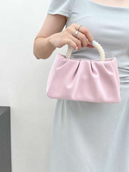 ZllKl  Pleated Small Bag  High-Grade Fairy Pearl Small Handbag Gentle Crossbody Cloud Bag for Women