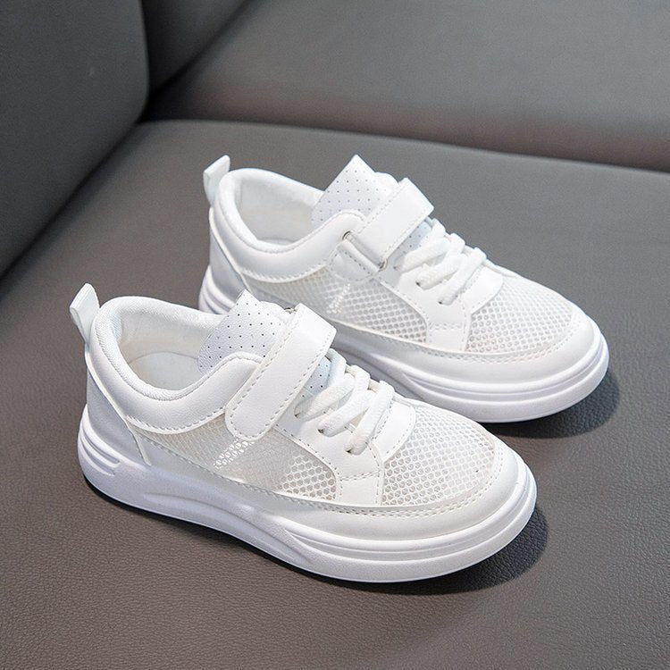 ZllKl  Children's White Shoes  Spring and Summer New Single Mesh Breathable Boy White Sneaker Girls' Casual Shoes Tide