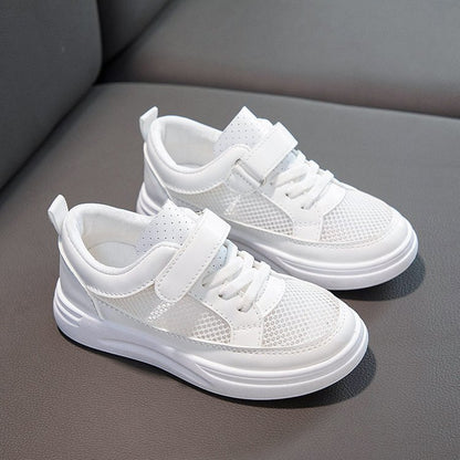 ZllKl  Children's White Shoes  Spring and Summer New Single Mesh Breathable Boy White Sneaker Girls' Casual Shoes Tide