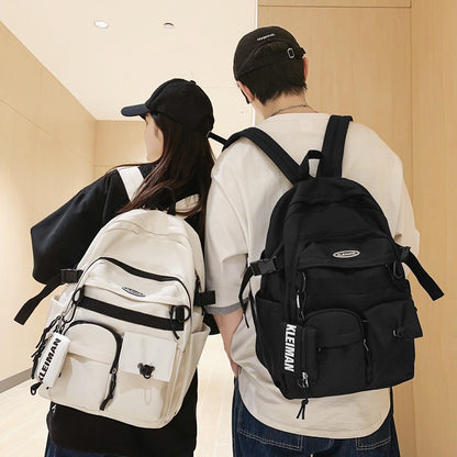 Large Capacity School Bag Middle School Student Harajuku Style Simple Couple Backpack Workwear Korean Nylon Lightweight Casual Backpack