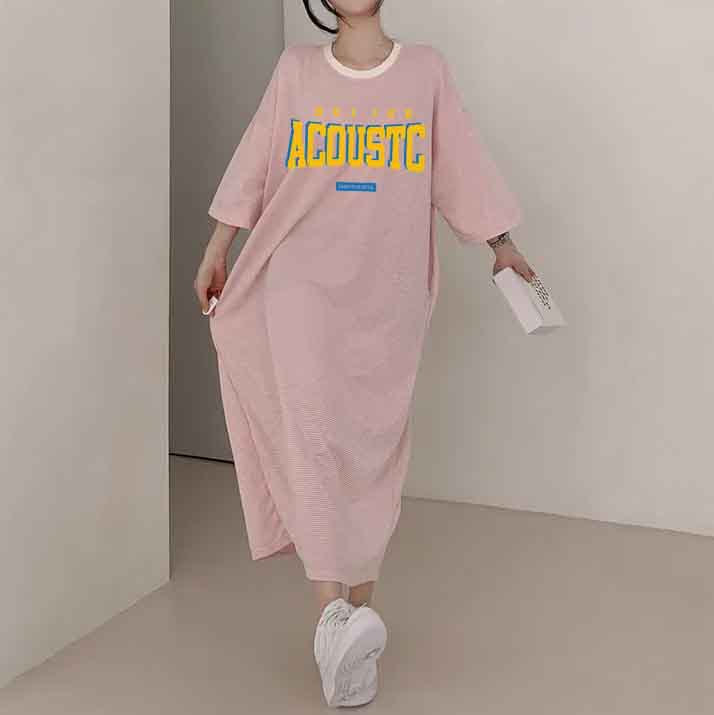 ZllKl 2025Manufacturer pure cotton high elastic beauty casual contrasting stripes pure easy to wear fashionable dress popular summer new thin T