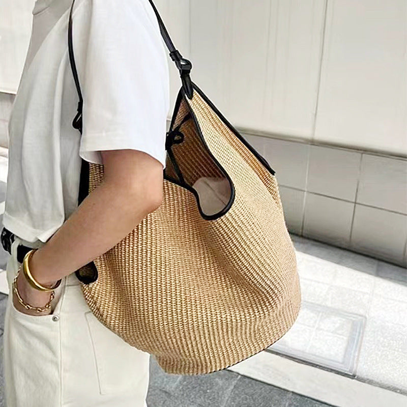 ZllKl  Khaite  Minority Crossbody Bag Raffia Woven Bag Seaside Beach Bag Large Capacity Totes Underarm Bag