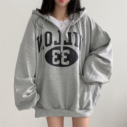 ZLLKL 2025 Wholesale, Korean Zipper Hooded Sweater Girls Loose Women's Wear Medium and Long Top Spring and Autumn Jacket ins Trendy Cotton