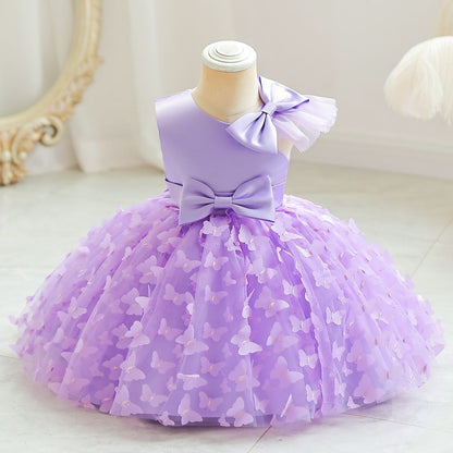 ZllKl  Girls' New Princess Mesh Embroidered Children's Dress Children Puff Mesh Birthday Full-Year Formal Dress Wholesale