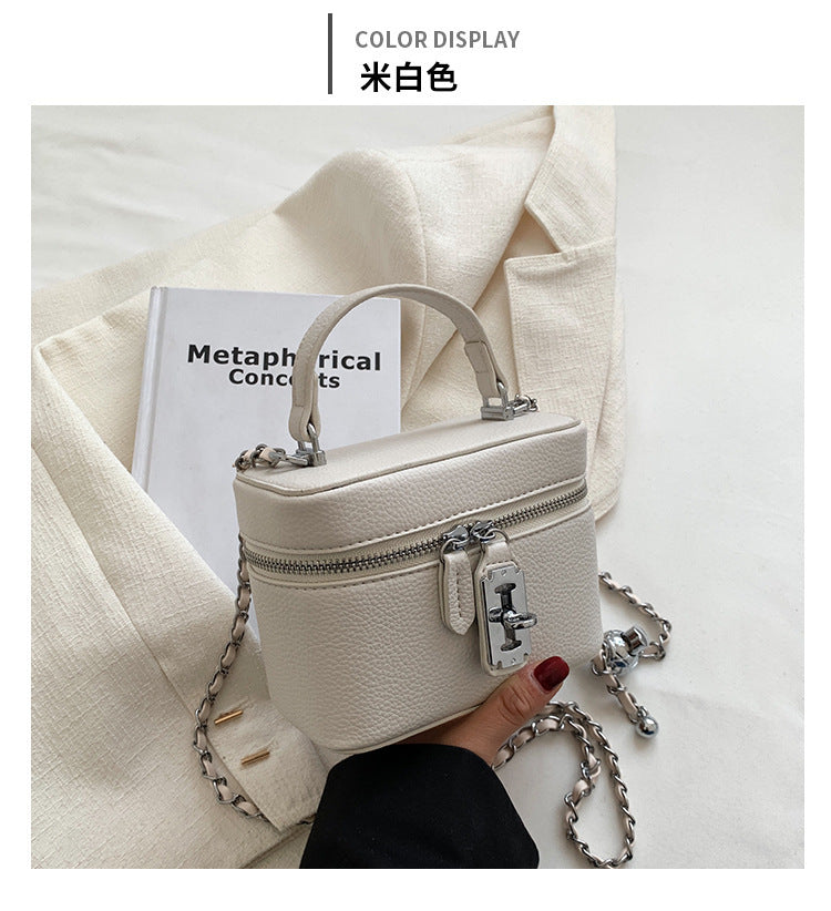 ZllKl  Women's Bag  Spring and Summer New Korean Style Fashion Shoulder Crossbody Small Square Bag Personalized Lock Textured Handbag