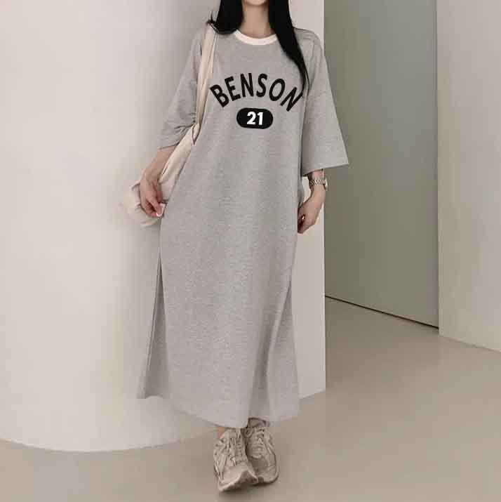 ZllKl 2025Manufacturer pure cotton short-sleeved t-shirt skirt medium and long women's summer Korean version loose and thin knee-length skirt casual pure cotton even