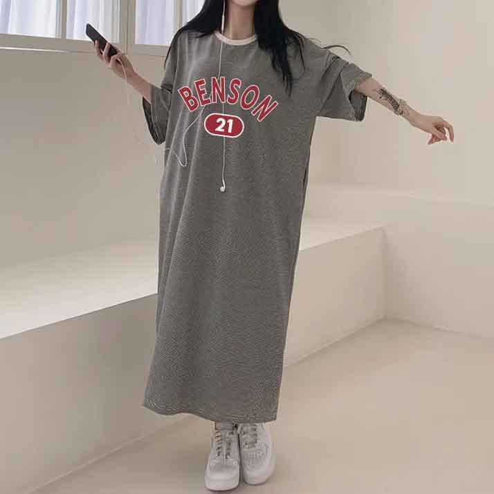 ZllKl 2025Manufacturer pure cotton short-sleeved t-shirt skirt medium and long women's summer Korean version loose and thin knee-length skirt casual pure cotton even