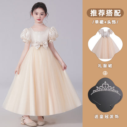 ZllKl  Children's Dress Princess Dress Children's Summer Clothing Western Style Little Girl Birthday Catwalk Costume for Piano Performance Girl Dress