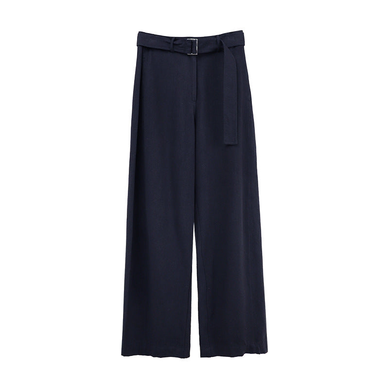 ZllKl  [5 Colors] Tencel Wide-Leg Casual Pants Female  Summer New Korean Style High Waist All-Matching Straight-Leg Trousers A8329