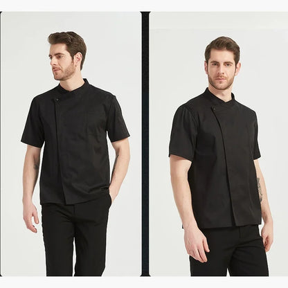 Short Sleeve Chef Shirt Unisex Cook Coat Hotel Restaurant Uniform Men Women Kitchen Clothes Pastry Waiter Wear