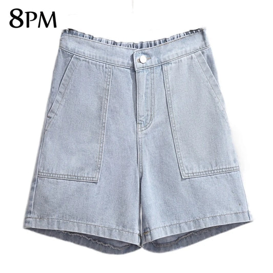 Women's Plus-Size Shorts Comfort Waist Bermuda Short Loose Casual A Style Wide Leg Denim Shorts With Pocket 3XL 4XL ouc1530