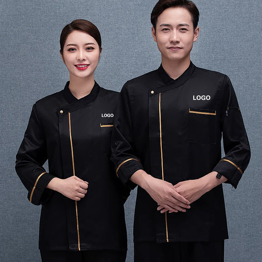 Chef Uniform Men Jacket Cooking Clothes Kitchen Shirt Waitress Food Service Hotel Fast Food Hot Pot Cake Shop Coat Custom Logo