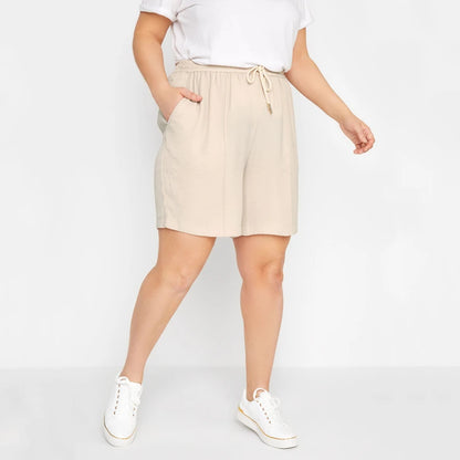 Plus Size Elastic Drawstring Waist Summer Casual Shorts Women Pocket Side Loose Lightweight Sports Shorts Large Size 5XL 6XL 7XL