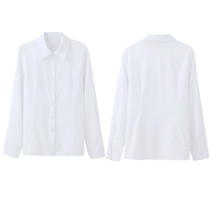 White Shirt Women Fashion Business Shirts Office Lady Long Sleeve Blouse L-6XL Women Clothing Button Shirt Plus Size Ladies Tops