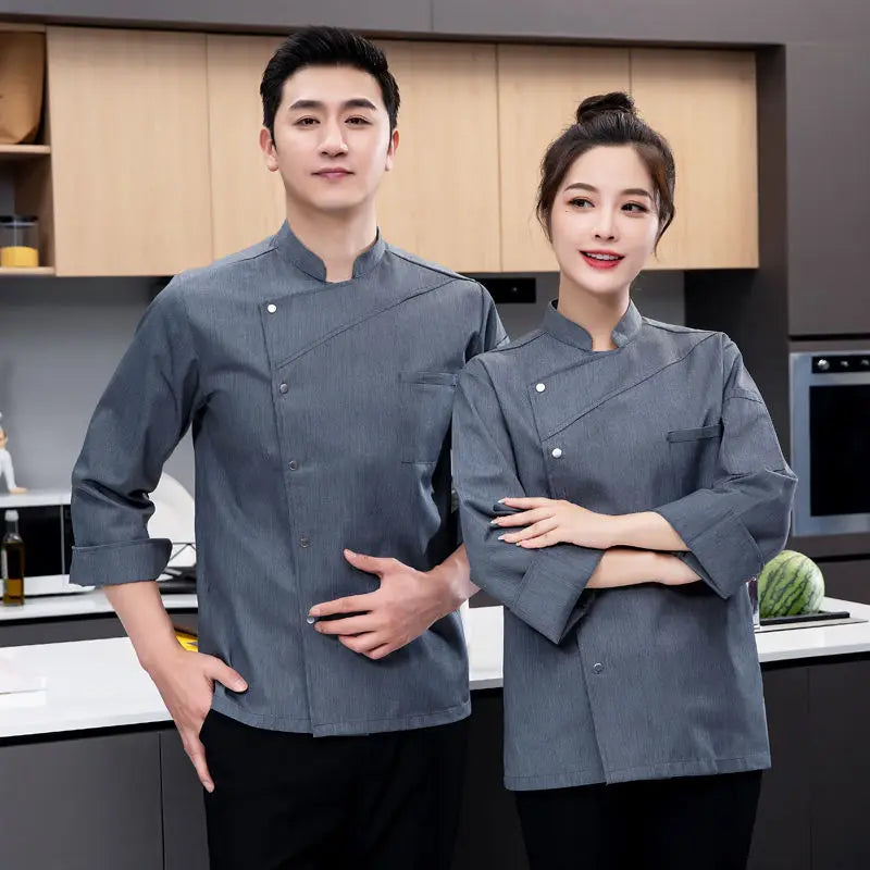 white Chef Jacket Long Sleeve chef uniform Cook Coat Chef T-shirt Baker Work Uniform Waiter Restaurant Hotel Clothes women Logo