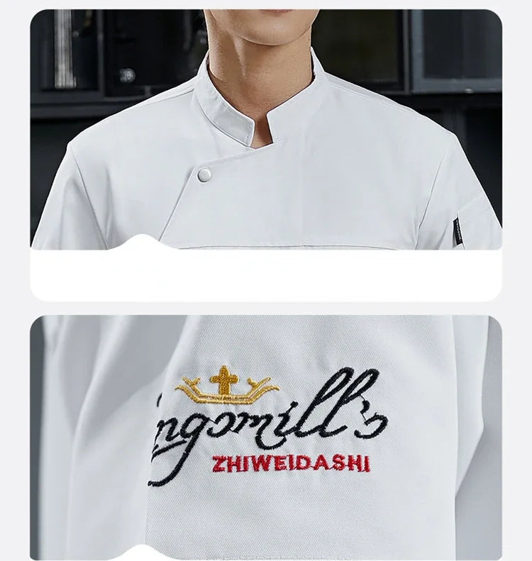 Unisex Chef Jacket Short Sleeve Kitchen Cook Coat Restaurant Waiter Uniform Shirt