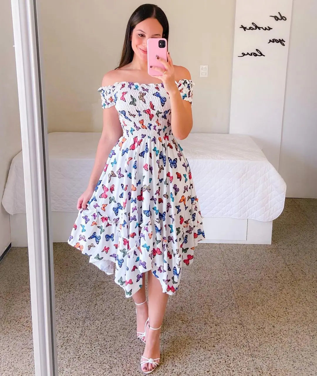 Dresses Summer Ladies Sexy Off Shoulder Flower Print Dress Elegant Short Sleeve Elastic Irregular Casual Dress Vestido De Mujer