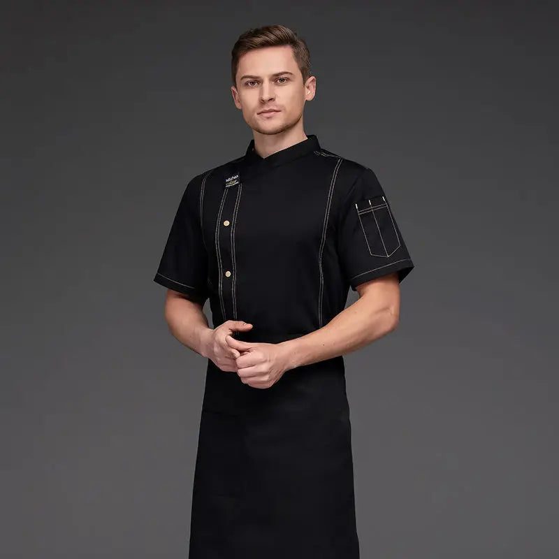 High End Unisex Pizza Chef Uniform Restaurant Work Shirt Kitchen Baker Jacket  Apron Set Cook Work Wear Women Waiter Clothes