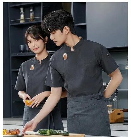 Tops Short Waiter Waitress Men Shirt Restaurant Cook Uniform Sleeve for Chef Women Bakery Long New Jackets Solid