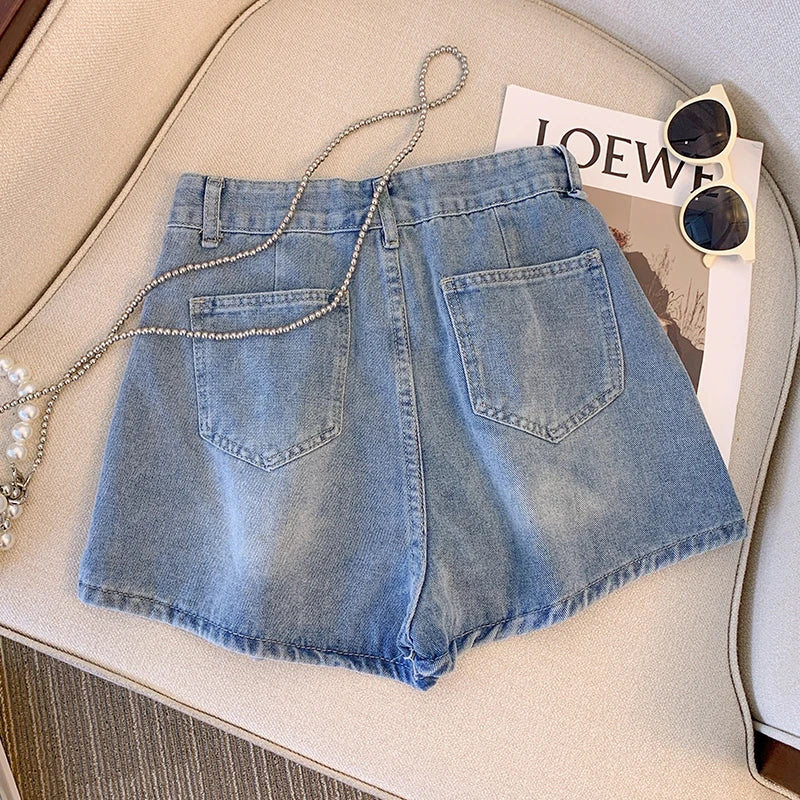 Plus Size L-4XL Denim Shorts For Women High Waist Fashion Summer Jean Pants High Street Y2K Clothing Free Shipping  Skirt Short