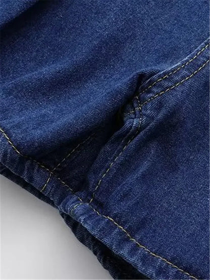 Plus Size Women's Shorts Wide-Leg With Folds In Summer Thin Denim Shorts The Non-Stretch Jeans For Busty Lady To Wear In Summer