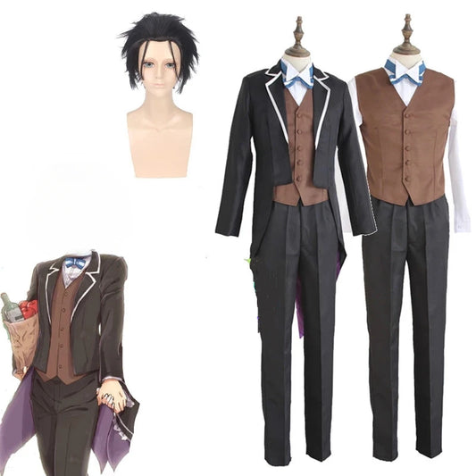 Re Zero kara Hajimeru Isekai Seikatsu Cosplay Costume Subaru Natsuki Hallowen Swallowtail Full Set Synthetic Wigs Waiter Uniform