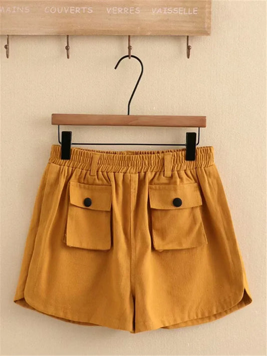 Plus Size Women's Clothing Summer Elasticated Waist Shorts Thin Casual Trousers With Three-Dimensional Pocket Decoration 3XL-5XL