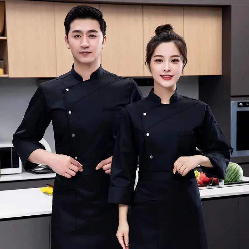 white Chef Jacket Long Sleeve chef uniform Cook Coat Chef T-shirt Baker Work Uniform Waiter Restaurant Hotel Clothes women Logo