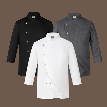 white Chef Jacket Long Sleeve chef uniform Cook Coat Chef T-shirt Baker Work Uniform Waiter Restaurant Hotel Clothes women Logo