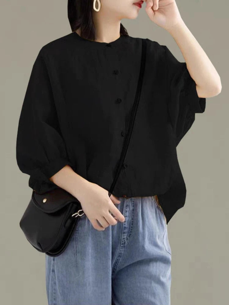 Plus Size Cotton Linen Blouses Female Long Sleeve Shirts Autumn Shirts Casual Loose Vintage Winter Tops Blouse Women's Clothing