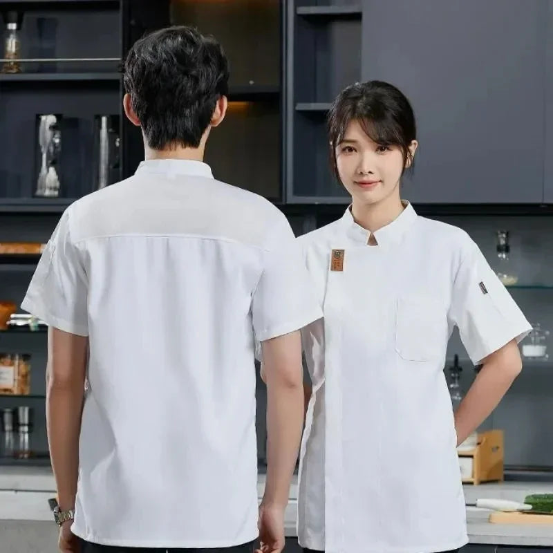 Tops Short Waiter Waitress Men Shirt Restaurant Cook Uniform Sleeve for Chef Women Bakery Long New Jackets Solid