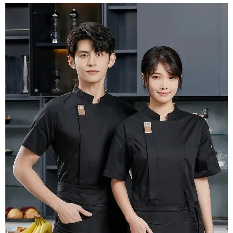 Tops Short Waiter Waitress Men Shirt Restaurant Cook Uniform Sleeve for Chef Women Bakery Long New Jackets Solid