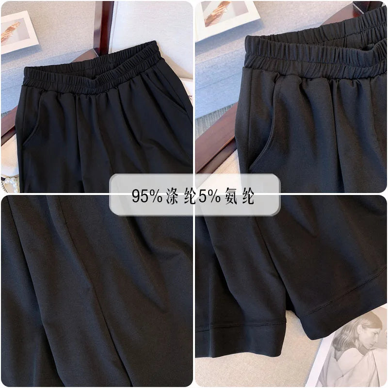 New Ladies Summer Plus Size hot pants For Women Large Size Loose Khaki Black Cotton Pocket Shorts 3XL 4XL 5XL 6XL 7XL