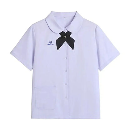 Women Girls JK Uniform Thai Style School Uniforms Seifuku Short Sleeve Embroidered Shirt Three-piece Set Pleated Skirt Student