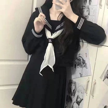 Japanese School Uniform JK Uniform Girl S-XXL  JK Japanese College Style Suit Sailor Costume Women Sexy Shirt Pleated Skirt