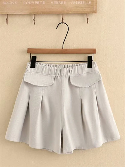 Plus Size Women's Clothing Summer Elasticated Waist Shorts Loose-Fitting Trouser Legs Of The Leg Thin Non-Stretch Solid Shorts