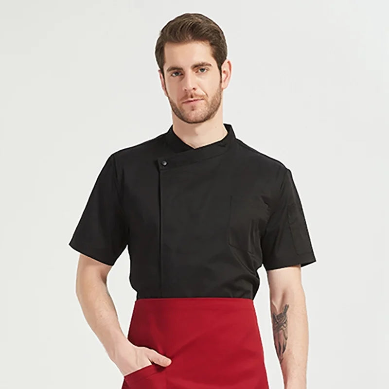 Short Sleeve Chef Shirt Unisex Cook Coat Hotel Restaurant Uniform Men Women Kitchen Clothes Pastry Waiter Wear