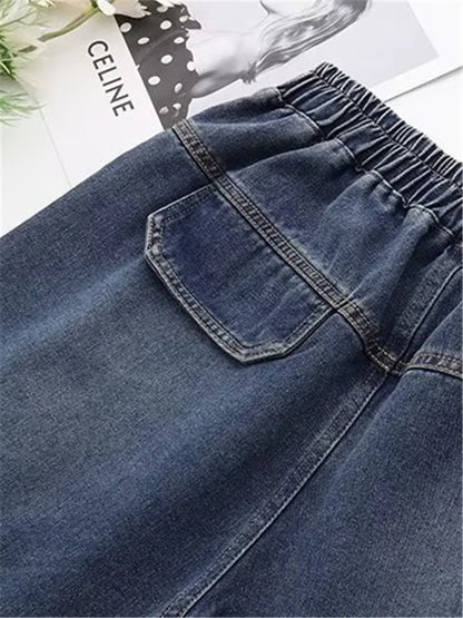 Plus Size Women's Clothing Denim Shorts Dimensional Patchwork Design With Buttons Non-Stretch For Obese Women Up To 220lbs In Th