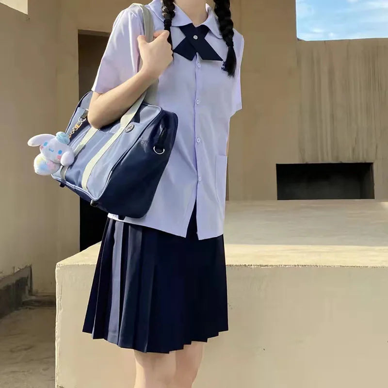 Thai School Uniform Round Neck JK Uniform Student Shirt Female Class Uniform Thai Shirt Taboo Girl High School Summer Suit