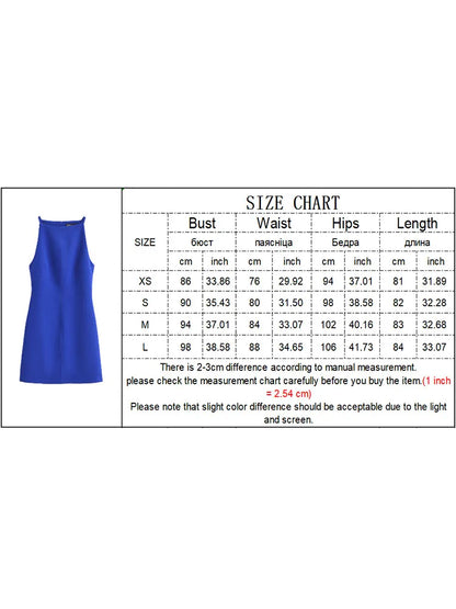 TRAF Fashion Ladies Sleeveless Mini Dress New Casual Simple Slash Neck Dresses Women 2024 Summer Solid A-line Elegant Dress