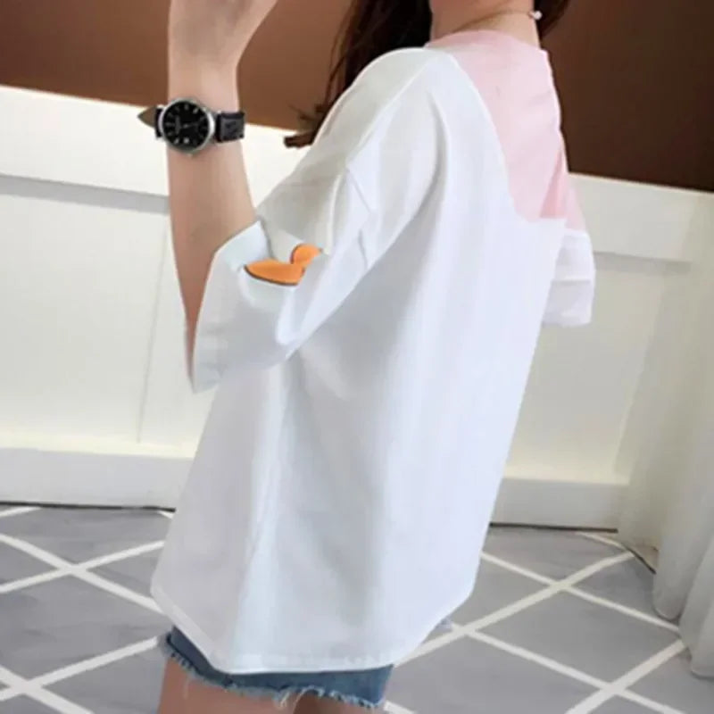 Kawaii Clothes T-shirts Korean Fashion Women Cute Tops Pink Girl Summer Camisetas Ropa de Mujer Blusas  T Shirt Y2k Anime